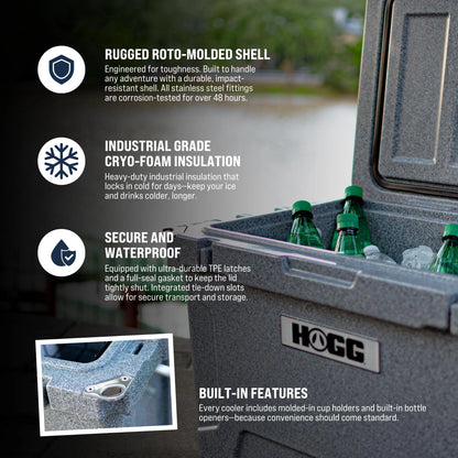 Hogg (Desert Flower) 110 QT Insulated Cooler with Wheels and Handles, Rolling Ice Chest with Wheels, Rotomolded Wheeled Coolers for Camping, Drinks, Outdoors