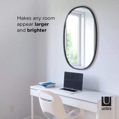 Umbra Hub Oval 24x36" Wall Mirror Black