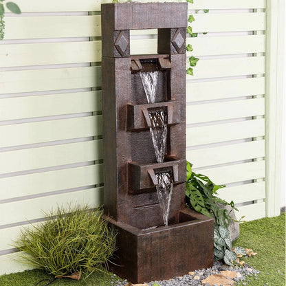 Outdoor Fountains and Indoor Waterfalls 4 Floor-Standing Water Fountain Outdoor with LED Lights for Garden, Living Room, Patio, Home Decor