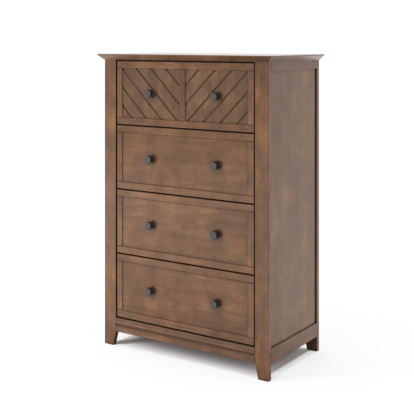 Child Craft Atwood 42" Interlocking 4-Drawer Chest for Nursery or Bedroom, Chevron Design, Anti-Tip Kit, Lunar Gray