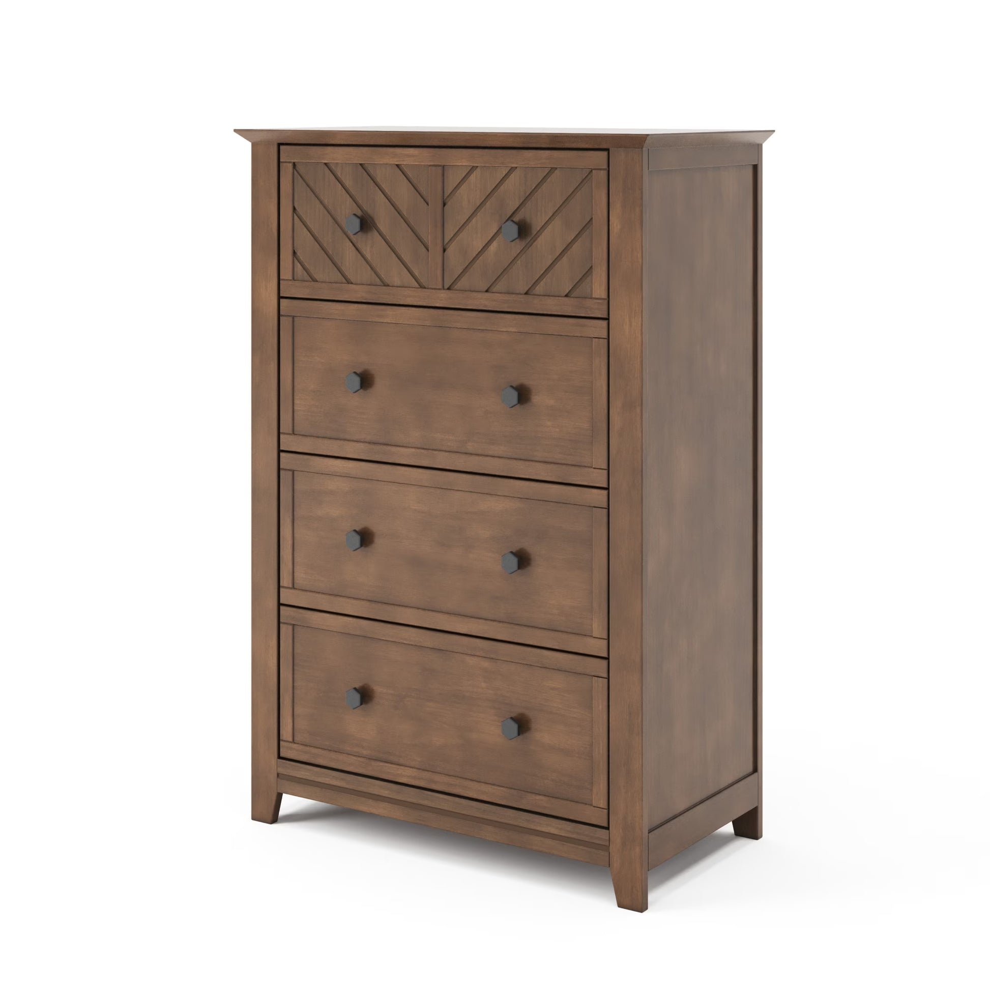 Child Craft Atwood 42" Interlocking 4-Drawer Chest for Nursery or Bedroom, Chevron Design, Anti-Tip Kit, Lunar Gray