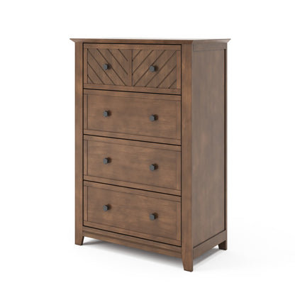 Child Craft Atwood 42" Interlocking 4-Drawer Chest for Nursery or Bedroom, Chevron Design, Anti-Tip Kit, Lunar Gray