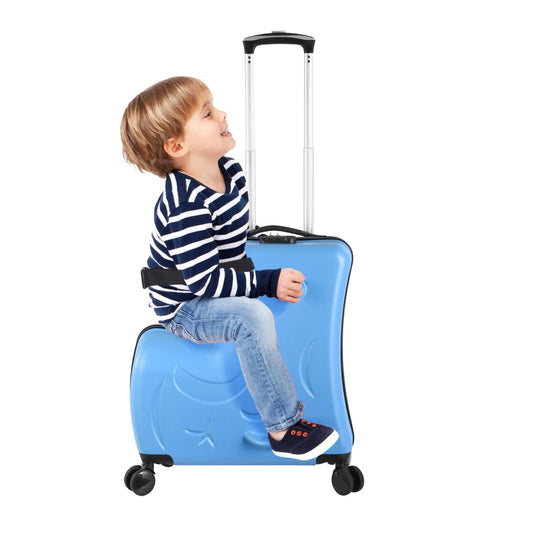 PWTOOL Kids Luggage, Kids Ride-on Luggage with Spinner Wheels Suitcase, Kid's Ride-On Suitcase Help Your Child Relax, Carry On Trolley Luggage with Password Lock, 20"