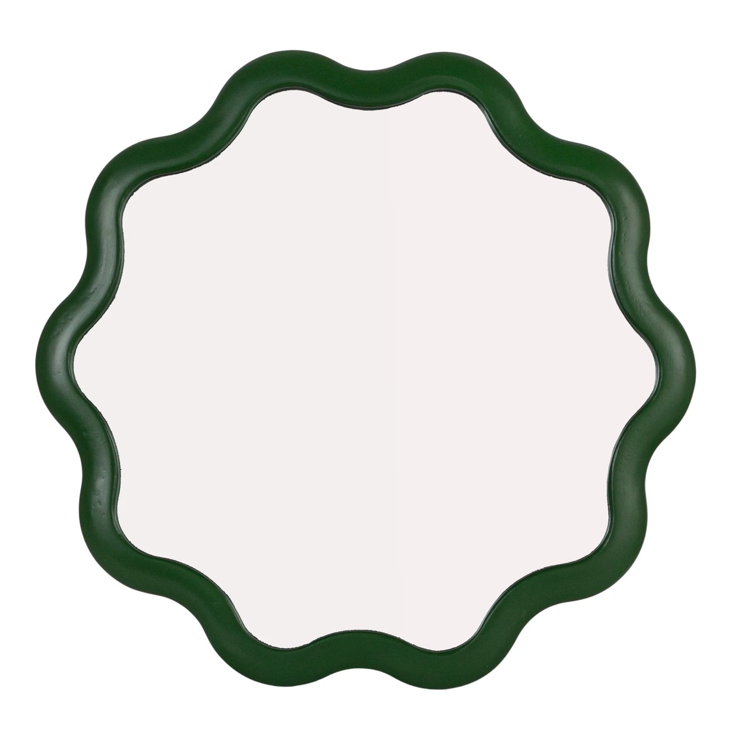 Creative Co-Op Scalloped Wood Wavy Wall Mirror, Green