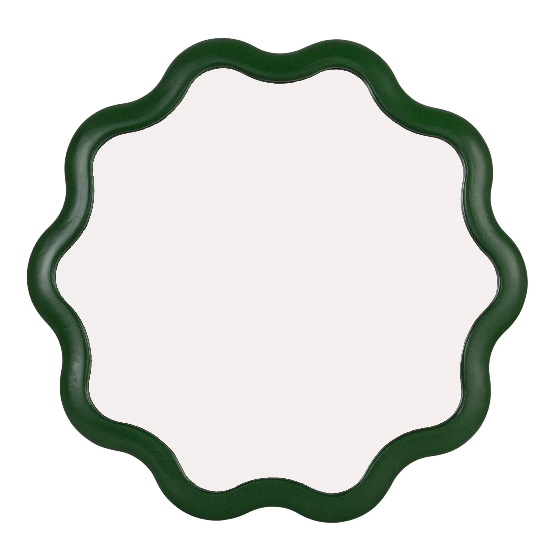 Creative Co-Op Scalloped Wood Wavy Wall Mirror, Green