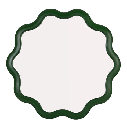 Creative Co-Op Scalloped Wood Wavy Wall Mirror, Green