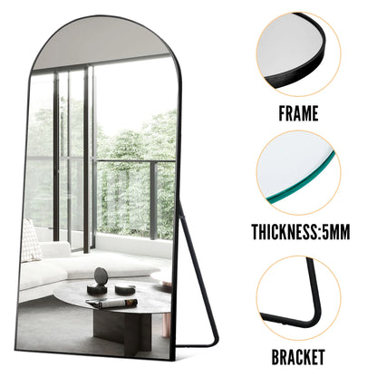 MAYEERTY 71"x32" Modern Aluminum Alloy Arch Full Length Floor Mirror Full Oversize Mirror,Black