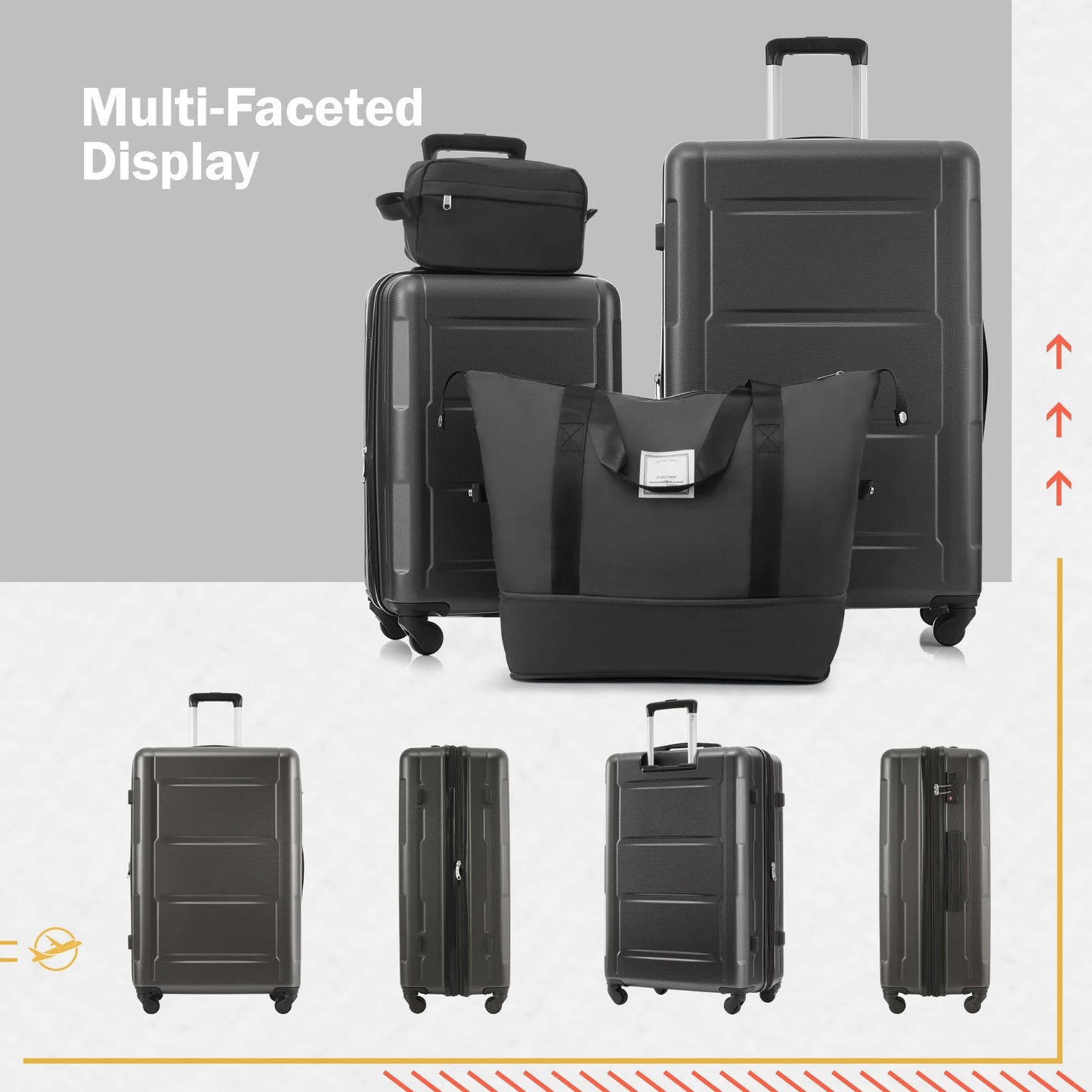 imerelez 2 Piece Luggage Set with Bags Expanable Spinner Wheels ABS Lightweight Suitcase with TSA Lock 20inch+28inch