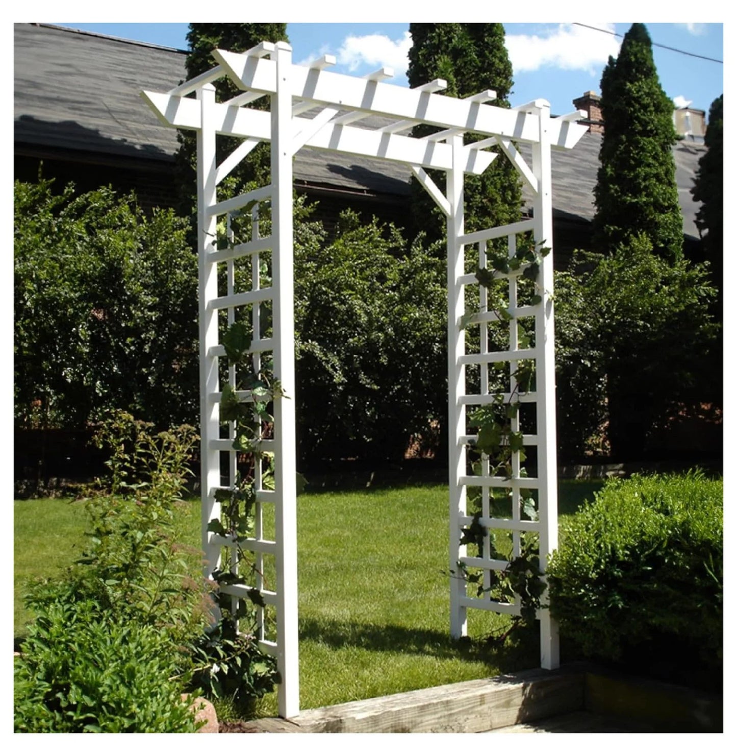 Dura-Trel PVC Garden Arbor, Arch Support for Climbing Plants, Providence, White, 64" x 85"