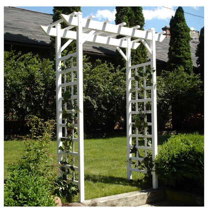 Dura-Trel PVC Garden Arbor, Arch Support for Climbing Plants, Providence, White, 64" x 85"