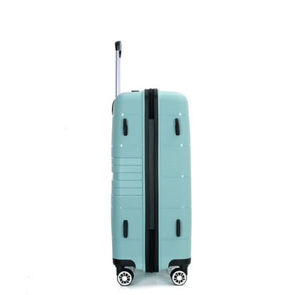 Lightweight PP Suitcase Sets with Spinner Wheels TSA Lock, Hardshell Luggage Sets for Travel Trips, 3-Piece Set (20in/24in/28in), Light Green