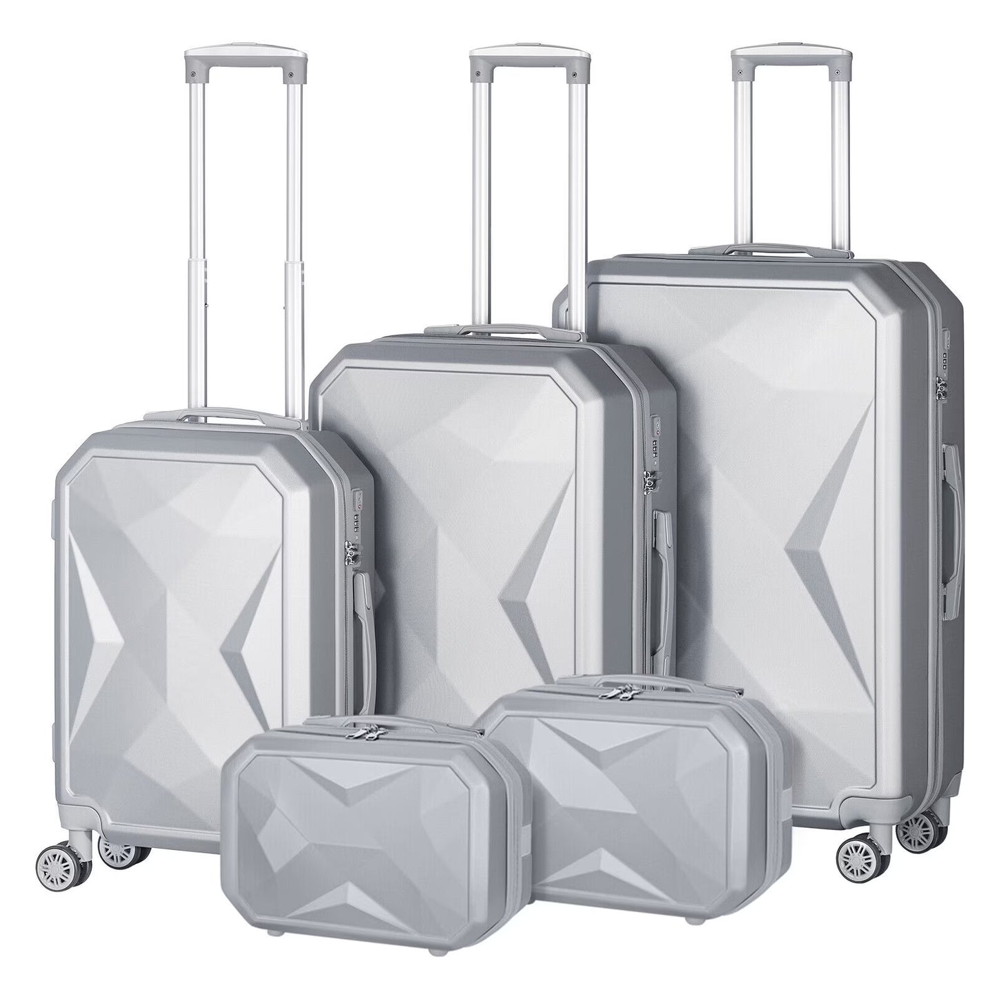 Hikolayae Crossroad Collection Hardside Spinner Luggage Sets in Beige, 5 Piece - TSA Lock
