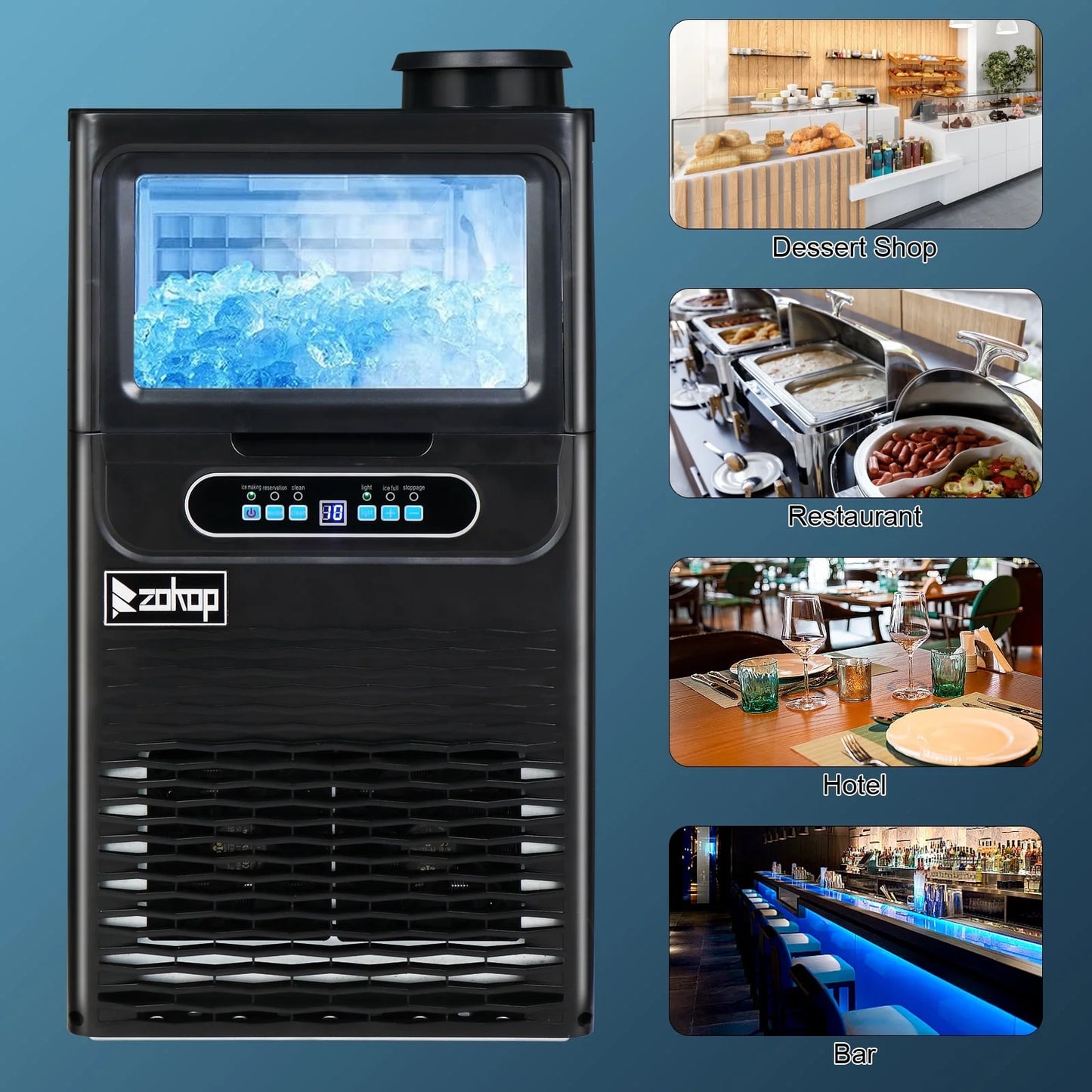 Zimtown Commercial Ice Maker, 70lbs/24H, Ice Maker Machine,Freestanding Cabinet Ice Maker with 11lbs Storage Capacity LED Digital Display, for Bar Home Office Restaurant