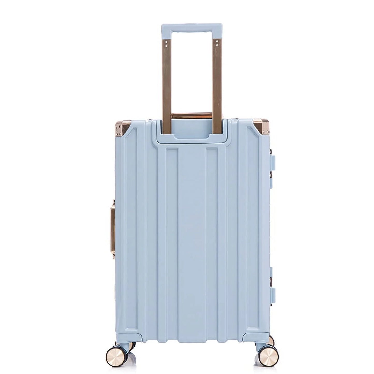 The luggage set is expandable into three sets, with an aluminum frame, password lock and double wheels, suitable for travel, business trips and school (20/24/28 IN)