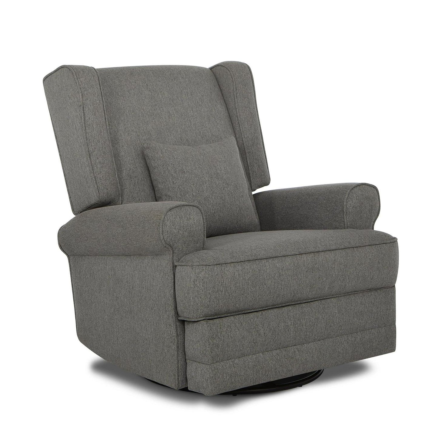 Evolur Melbourne Wing Back Swivel Glider I Nursery Glider I Durable Soft Fabric I Bonus Pillow In Iron