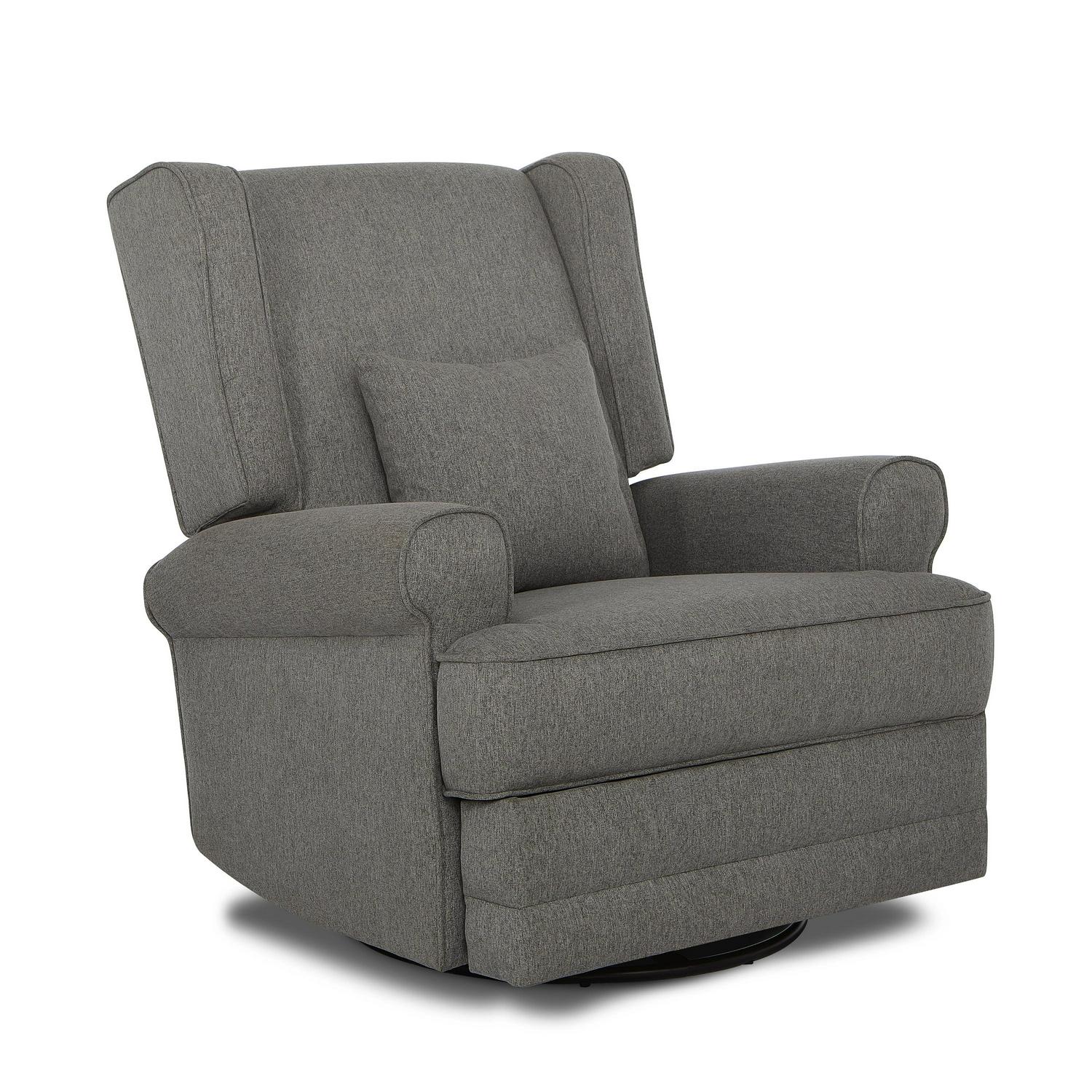 Evolur Melbourne Wing Back Swivel Glider I Nursery Glider I Durable Soft Fabric I Bonus Pillow In Iron