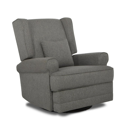Evolur Melbourne Wing Back Swivel Glider I Nursery Glider I Durable Soft Fabric I Bonus Pillow In Iron