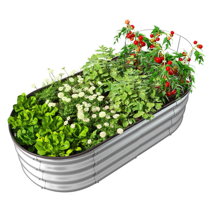 Galvanized Planter Box, ENJOYBASICS Large Bottomless Metal Raised Garden Bed for Growing Fruits, Flower, Vego, Herb (4x2x1ft)