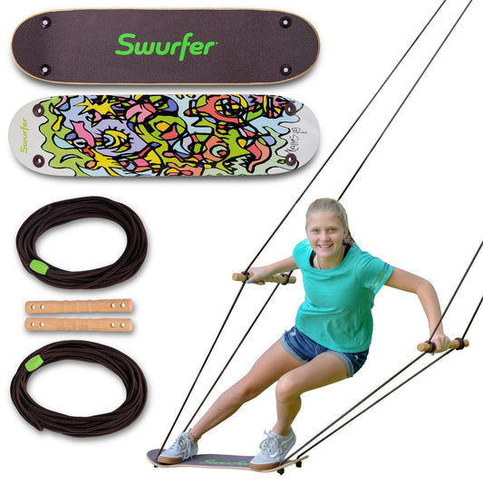 Swurfer Treeskate Undawadda Stand Up Skating Swing. Wooden Outdoor Swing for Kids and Adults