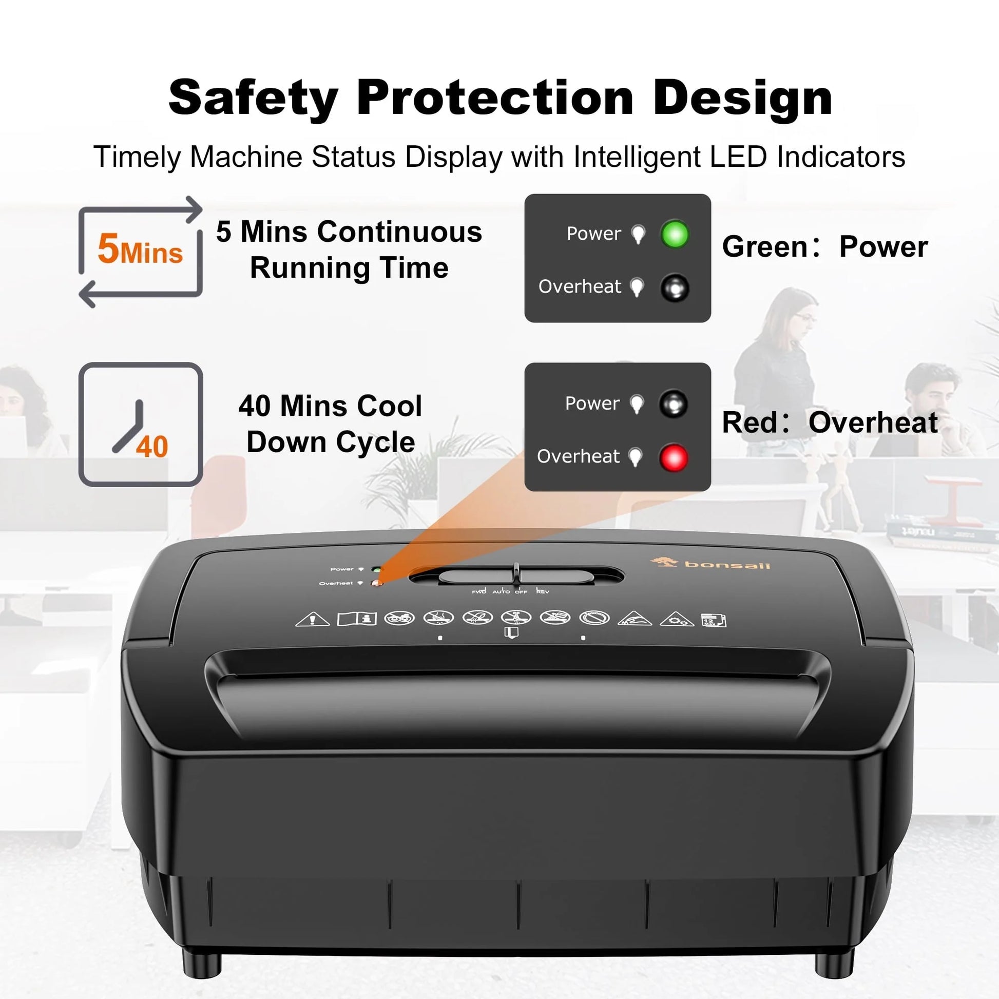 Bonsaii 12 Sheet Cross Cut Paper Shredder with 5.4 Gallons Wastebasket Home Office Use
