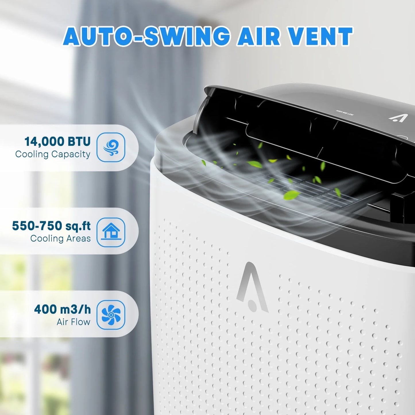 Lumiparty 14000 BTU Portable Air Conditioner with Remote Control, Cools up to 750 Sq.ft,3-in-1 Portable AC w/Dehumidifier, Fan & Sleep Mode, for Home Office, Black