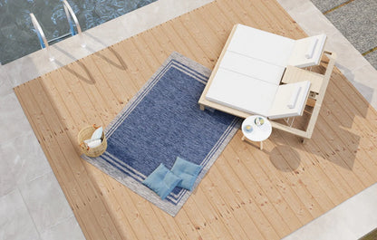 Beverly Rug Indoor/Outdoor Area Rugs, Waterproof Patio Porch Garden Carpet, Azure Blue, 9'x12'