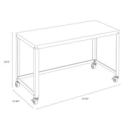 Space Solutions Ready-to-Assemble 48-inch Wide Mobile Metal Desk for Home Office, Navy