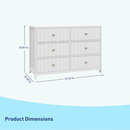 Graco Teddi 6 Drawer Nursery Double Dresser, White