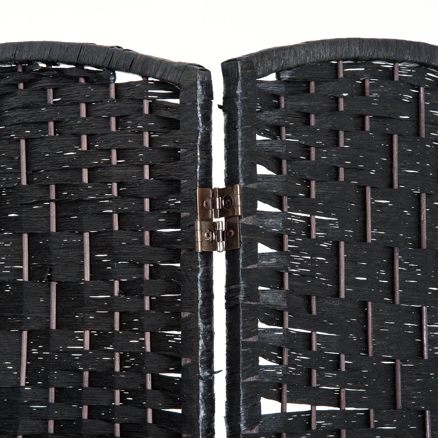 HomCom 6' Tall Wicker Weave 3 Panel Room Divider Privacy Screen - Black Wood