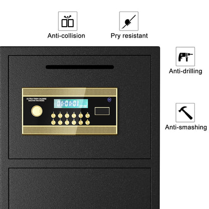 Large Double Door Security Safe Box, 6.0 Cubic Feet Home Safe Lock Box with Big Fireproof Waterproof Safe Bag, 25.6 in Digital Safes with Dual Alarm and Hidden Code Function for Home Office, Black