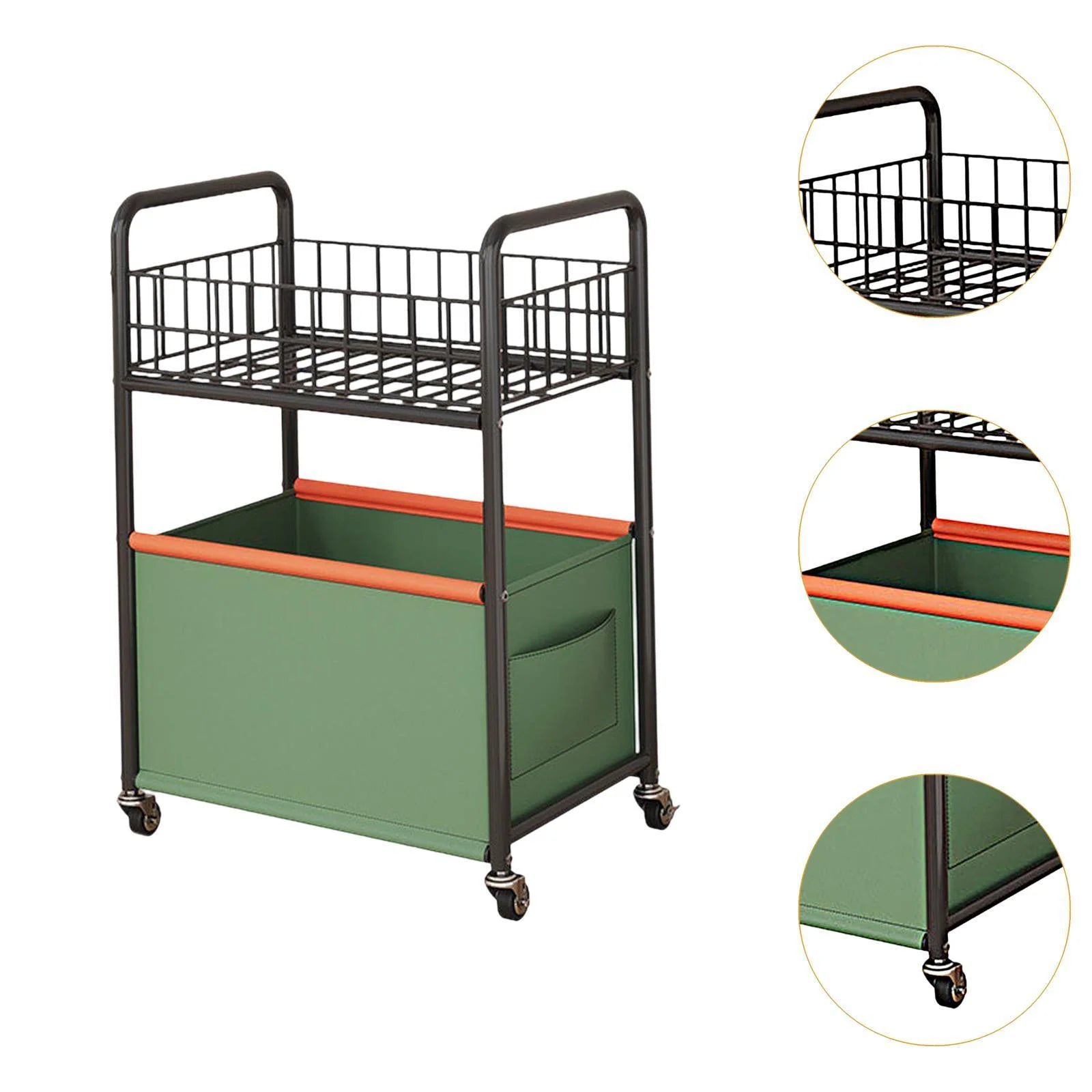 Cuticate 2-tier Rolling Utility Cart Movable Rolling Cart for Nursery Playroom Office Large