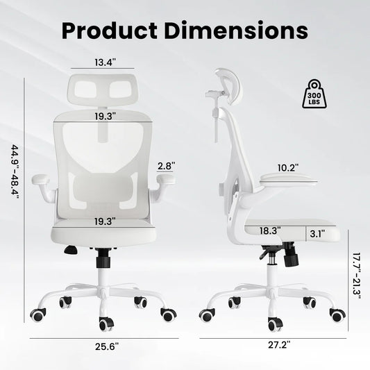Ergonomic Office Chair,Home Office Desk Chair with Headrest,High Back Computer Chair with Armrests and Adjustable Lumbar Support for Home Office Study Room