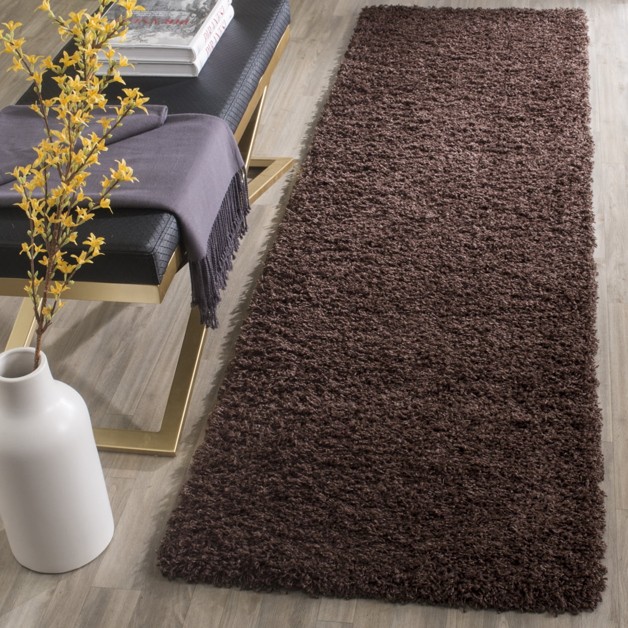 SAFAVIEH Laguna Neven Plush Solid Shag Area Rug, Brown, 8'6" x 12'