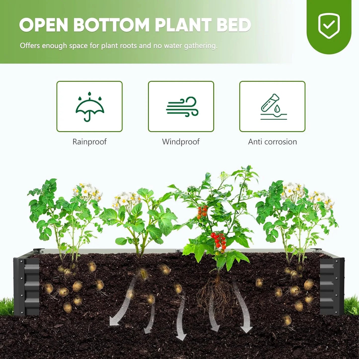 Slsy Galvanized Raised Garden Bed Kit w/Crop Cage Anti-Bird Netting Mesh Cover, 71" x 35.4" x 59" Large Metal Outdoor Planter Garden Boxes w/2 Roll-Up Zippered Doors, for Vegetables Herbs Flowers