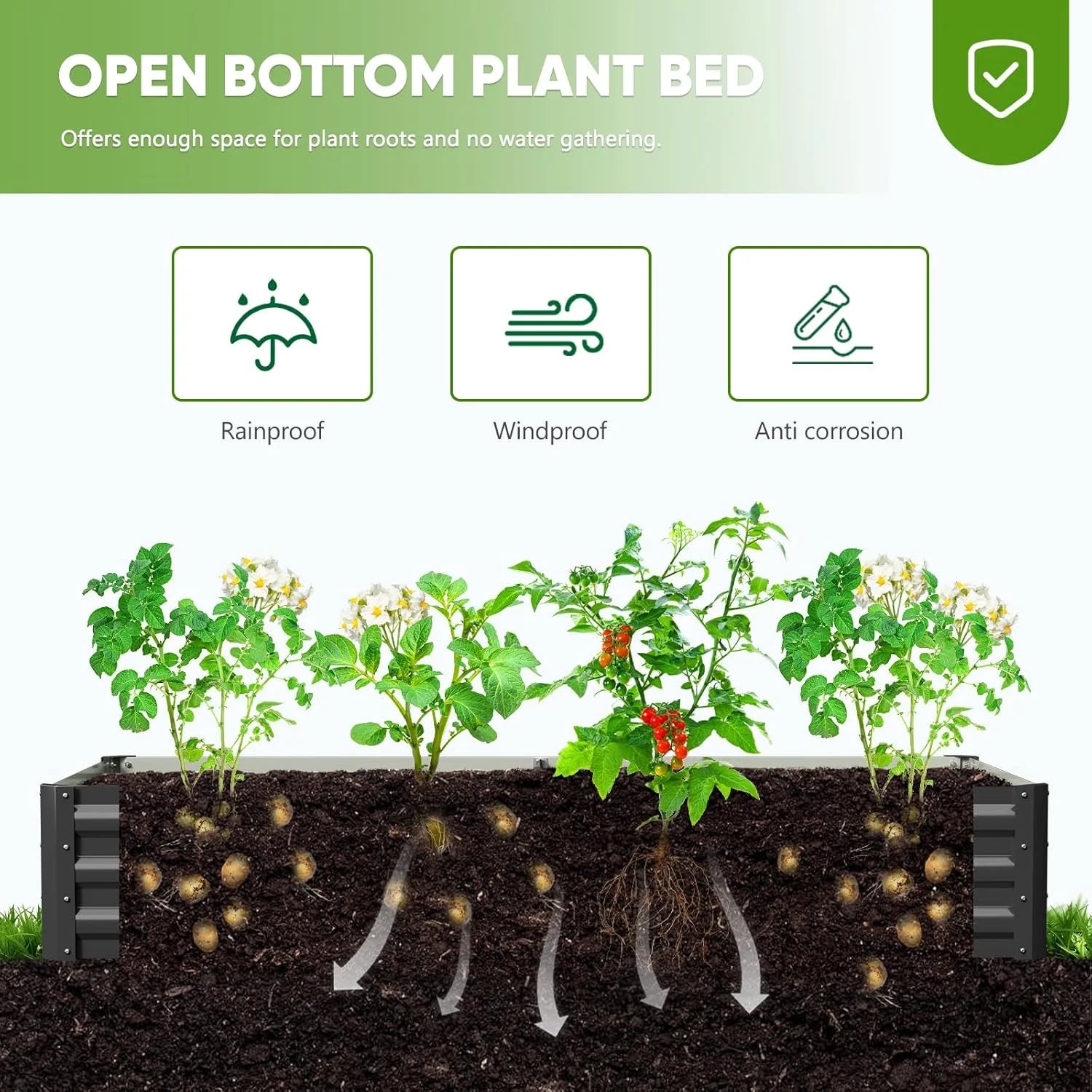 Slsy Galvanized Raised Garden Bed Kit w/Crop Cage Anti-Bird Netting Mesh Cover, 71" x 35.4" x 59" Large Metal Outdoor Planter Garden Boxes w/2 Roll-Up Zippered Doors, for Vegetables Herbs Flowers
