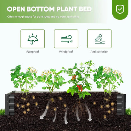 Slsy Galvanized Raised Garden Bed Kit w/Crop Cage Anti-Bird Netting Mesh Cover, 71" x 35.4" x 59" Large Metal Outdoor Planter Garden Boxes w/2 Roll-Up Zippered Doors, for Vegetables Herbs Flowers