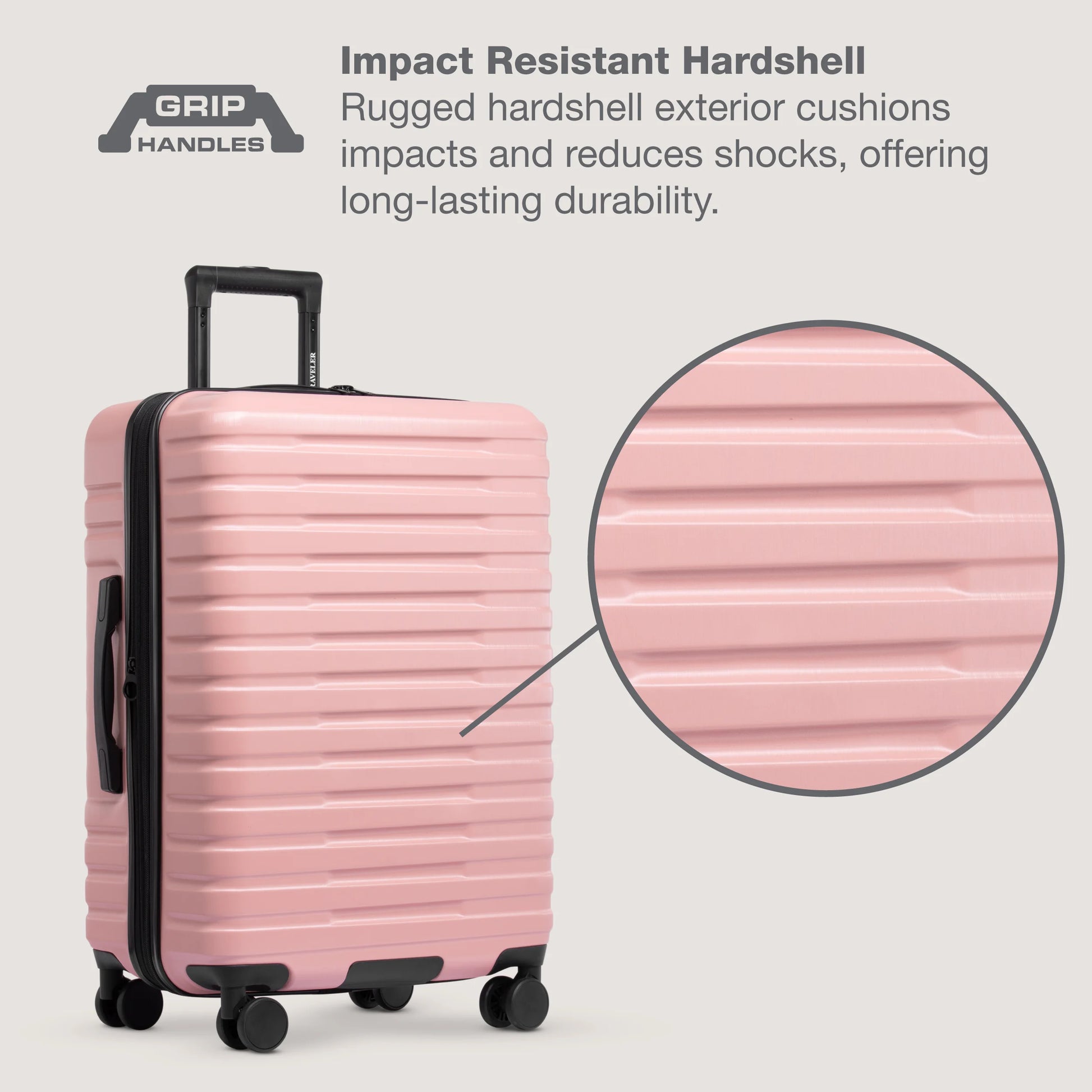 U.S. Traveler Boren Hardside Rugged Spinner Luggage, Rose Pink, 26" Checked Medium