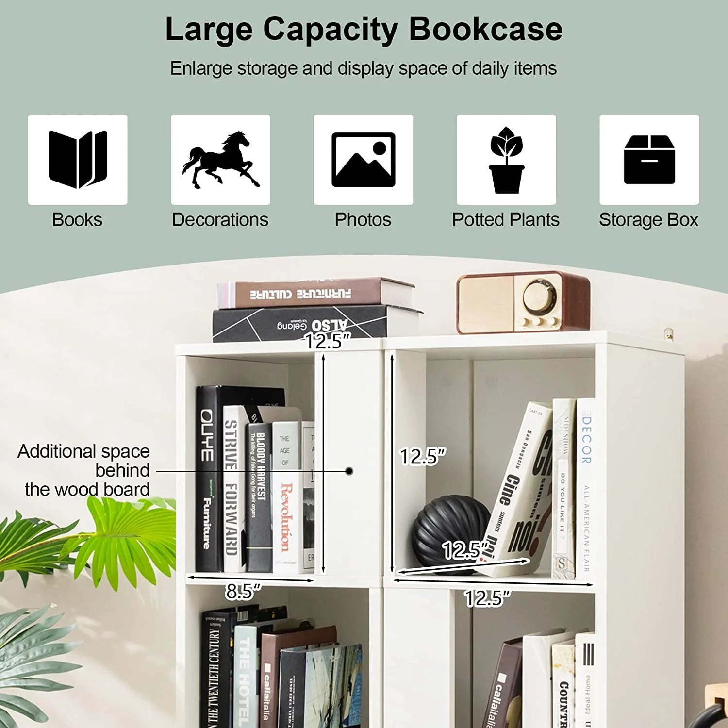 3 Cube Bookcase Set of 2, Modern Bookshelf w/Cubical Storage Shelves, Wood Bookshelves & Bookcases, Small Book Shelf for Bedroom, Living Room, Home Office (White)