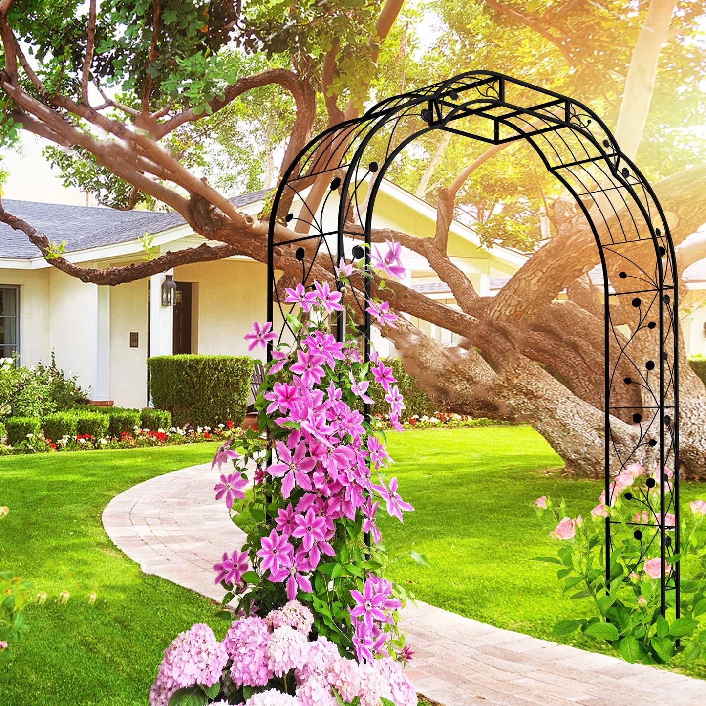 Holaki Metal Garden Arch, 6.2FT Wide x 8.2FT High, Heavy-Duty Arbor Trellis for Climbing Plants, Outdoor Decorative Arch for Garden, Wedding & Events