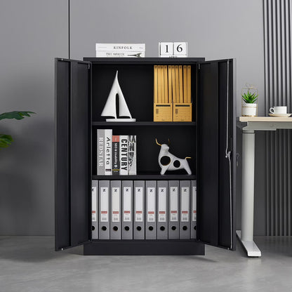 Metal Storage Cabinet, Folding Filing Storage Cabinet with Locking Doors and 2 Adjustable Shelves, Freestanding Steel Storage Cabinet for Home Office School Garage, White
