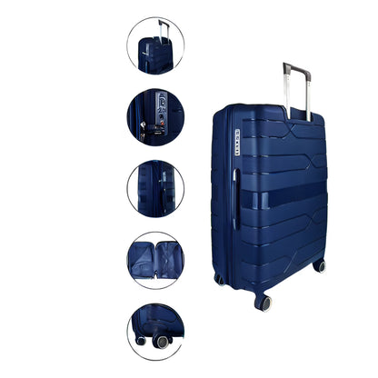 TRAVLR 100% PP Break Resistant Lightweight Expandable 28" Checkin Luggage Trolley, Dark Grey.