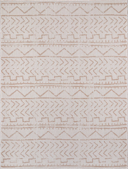 Beverly Rug Outdoor Rug 6' x 9' Patio, Porch, Garden Beige and White