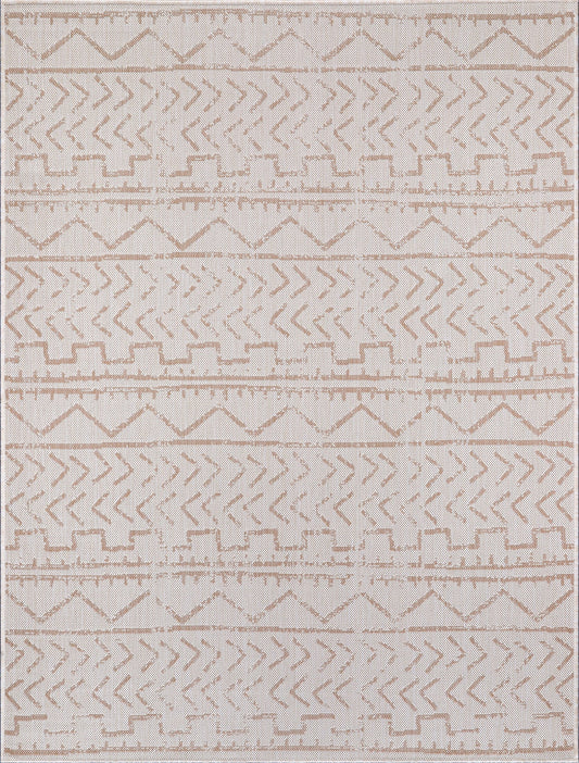 Beverly Rug Outdoor Rug 6' x 9' Patio, Porch, Garden Beige and White