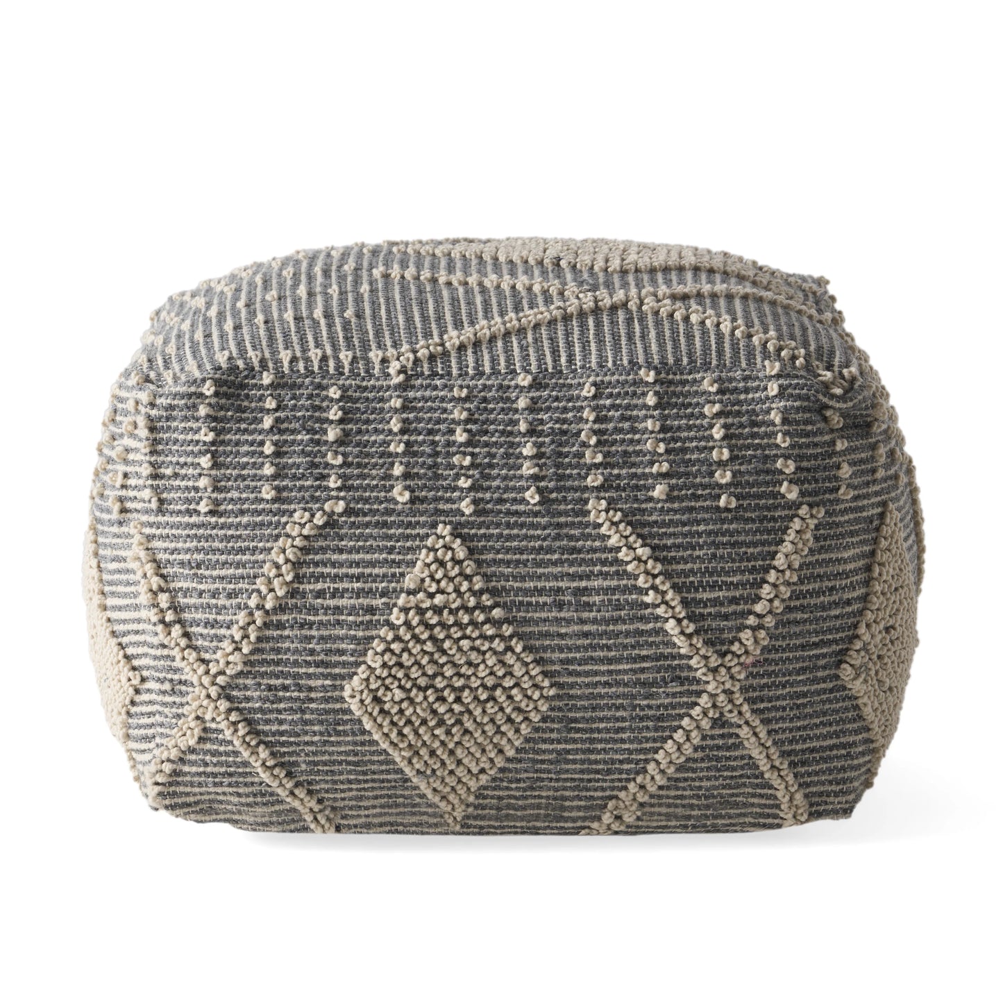 Noble House Cube Geometric Tufted Polyester Pouf