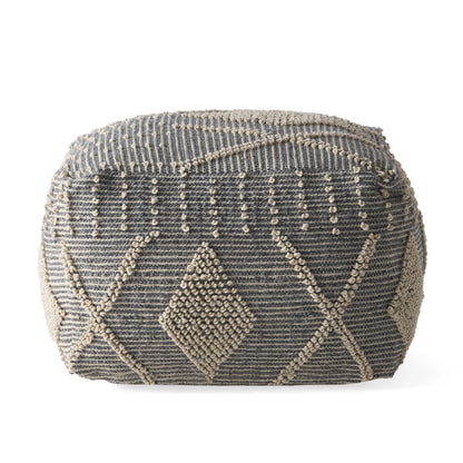 Noble House Cube Geometric Tufted Polyester Pouf