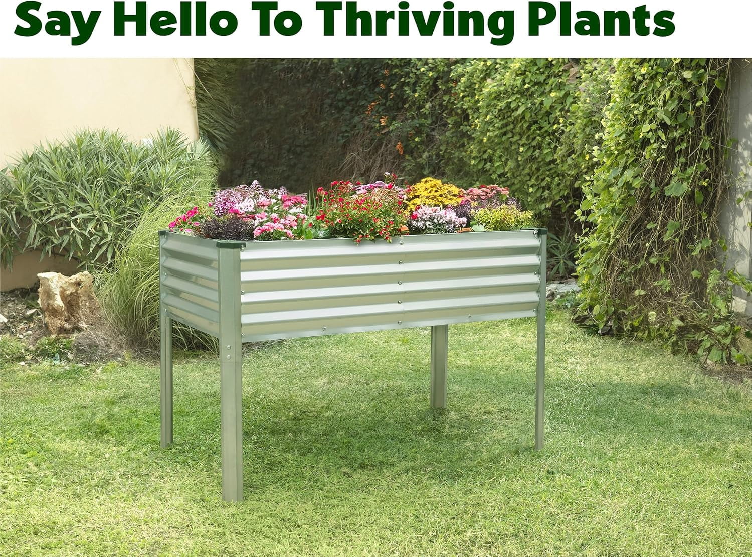 Galvanized Raised Garden Beds Outdoor with Legs//48°24°31in Elevated Planter Box for Vegetables, Flowers (Silver)//Large Metal Garden Bed for Backyard Patio Gardening