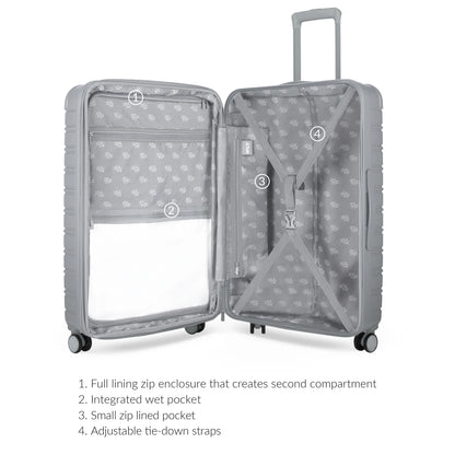 iFLY Hardside Fibertech 3.0 Matte 2 Piece Set, 20" Carry-on and 28" Checked Luggage, Ash