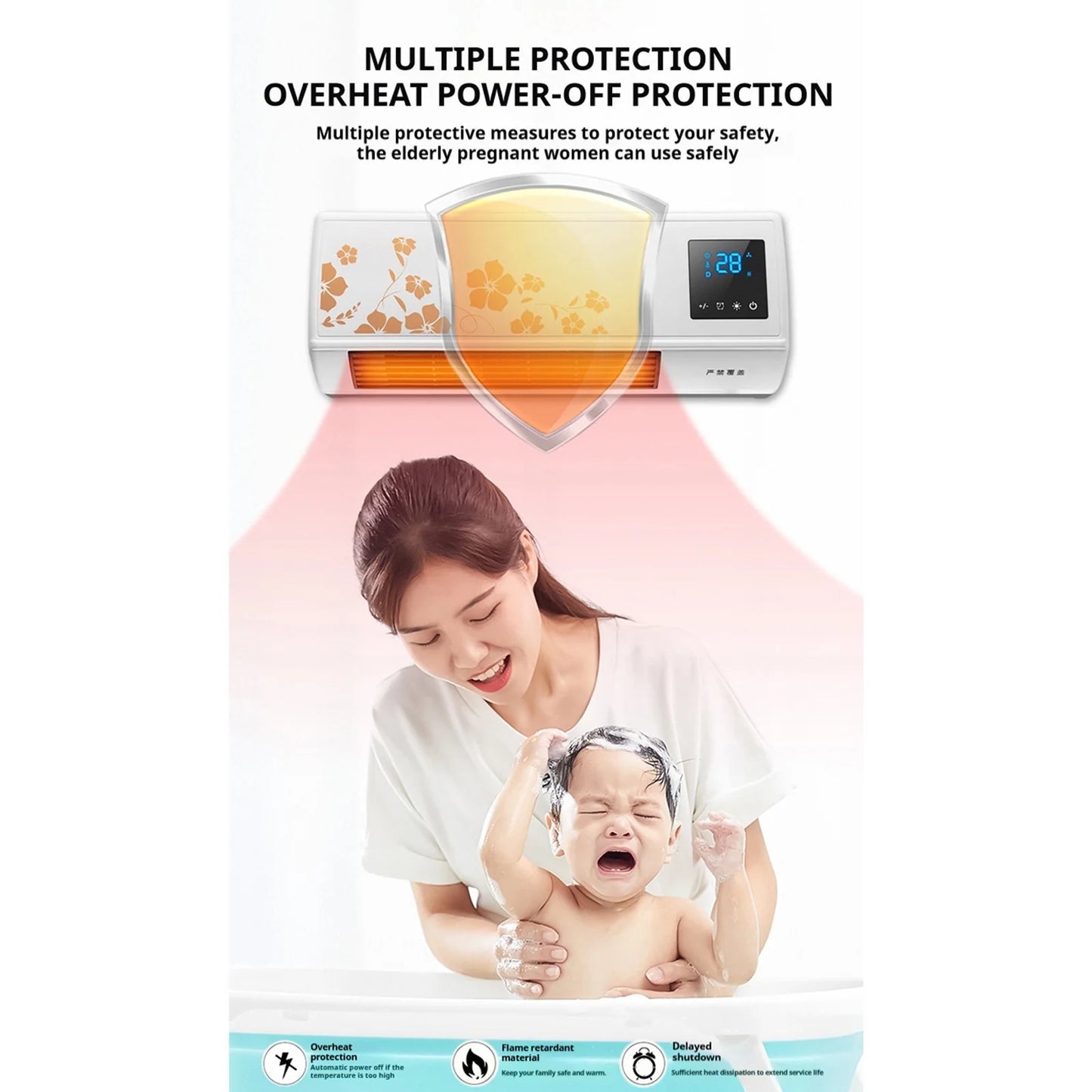 FYHALE Wall Air Conditioner, Portable Air Conditioner with Remote Control, Energy-saving Fast Heating Conditioner Fan, Shaking Head & Power-saving Ac Unit for Home Office Bedroom