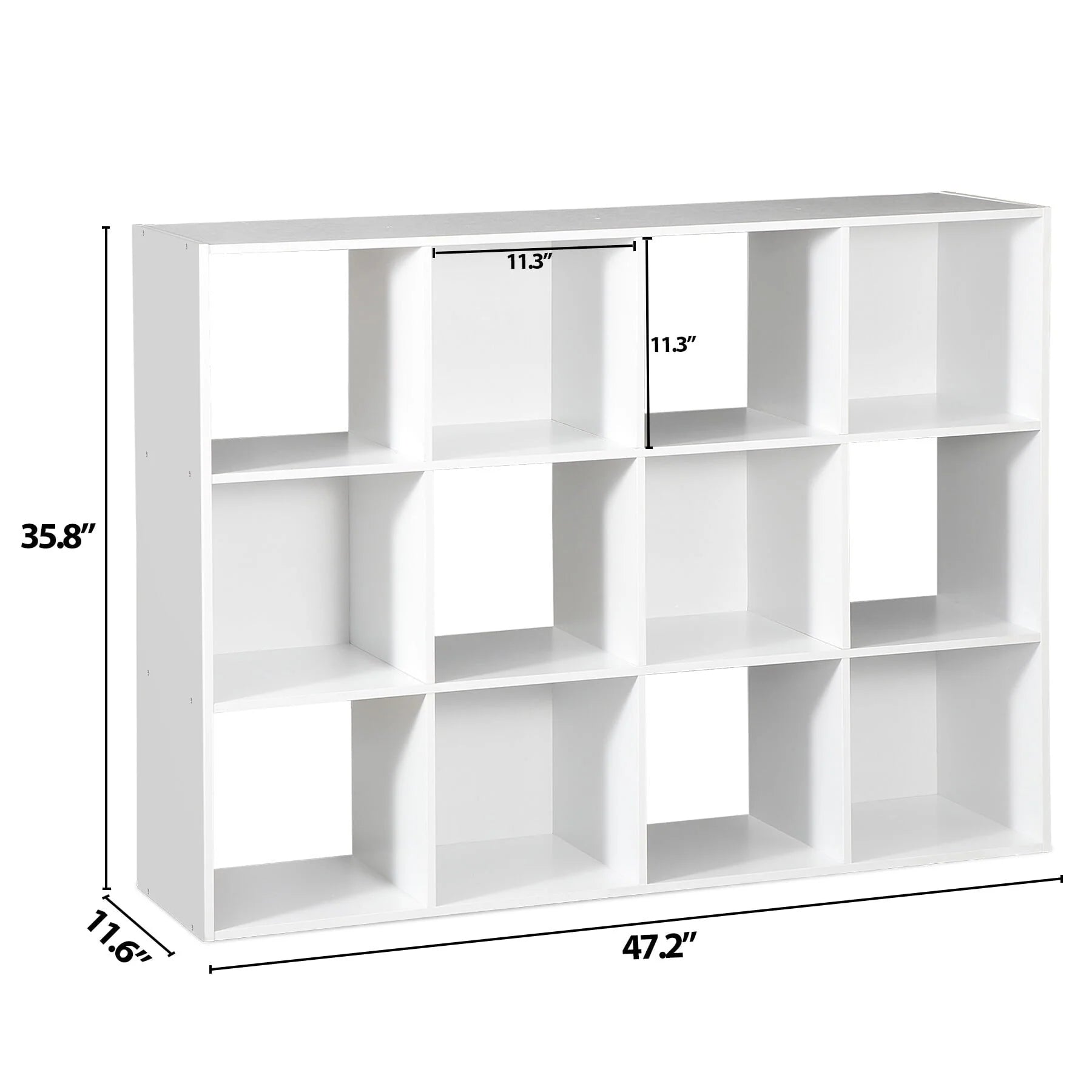 ZENSTYLE 12 Cubes Storage Shelves Organizer Bookshelf Display Cabinet for Home Office White