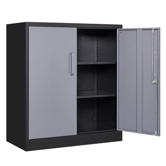 Fesbos Metal Storage Cabinet, Base Cabinets 2 Door, Steel Storage Cabinets with Locking Doors and Shelves for Garage, Kithen, Home Office and Classroom